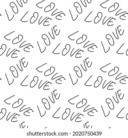 love you hearts romantic pattern illustration isolated on white. black and white seamless pattern