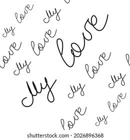 love you hearts romantic pattern illustration isolated on white. black and white seamless pattern