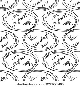 love you hearts romantic pattern illustration isolated on white. black and white seamless pattern