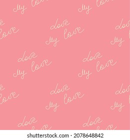love you hearts romantic pattern illustration on pink