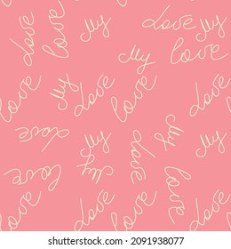 love you hearts romantic pattern illustration on pink