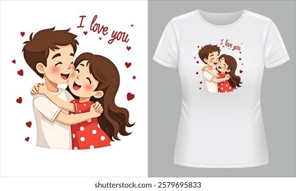 I Love You Heartwarming T-Shirt Design for Lovers and Couples