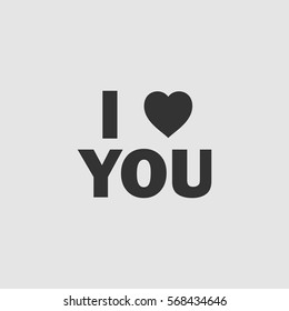 I love you icon flat. Black pictogram on grey background. Vector illustration symbol