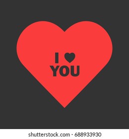 I love you icon flat. Simple pictogram on heart background. Vector illustration symbol
