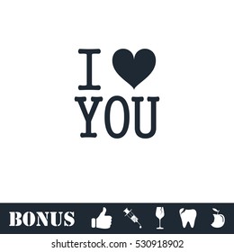 I love you icon flat. Vector illustration symbol and bonus pictogram