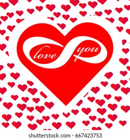Love you icon with hearts background