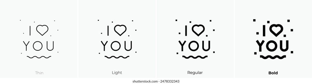 i love you icon. Thin, Light Regular And Bold style design isolated on white background