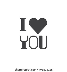 I Love You icon vector, filled flat sign, solid pictogram isolated on white. Happy Valentine's Day symbol, logo illustration.
