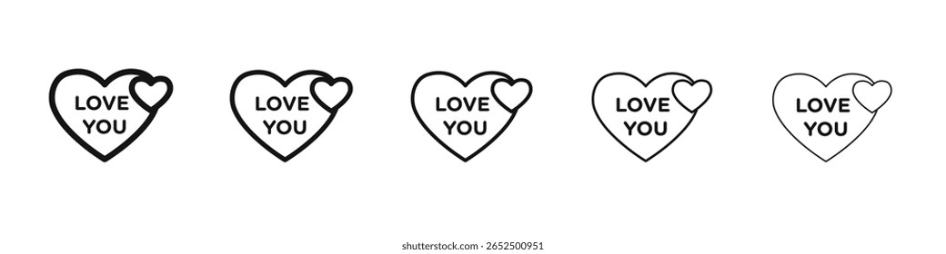Love you icon vector outline set illustration sign