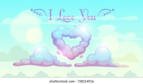 I love you illustration. Vector love card template.