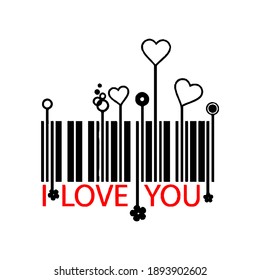 I love you  Ink illustration. Modern brush calligraphy. Isolated on white background.