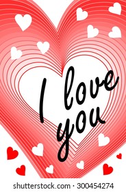 I love you inscription in heart blending shape. Declaration of love, greeting beloved girl, modern Valentine day theme