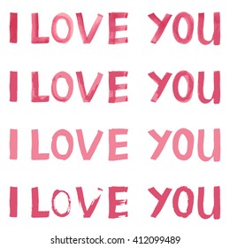 I love you inscription. Typography for banner, greeting card& Hand lettering design. Hand drawn calligraphy.