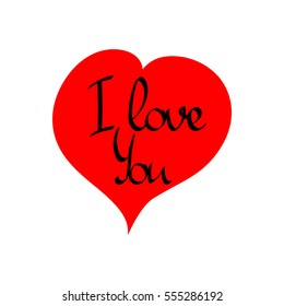 I love you, isolated calligraphy phrase in heart, words design template, vector illustration