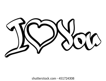 I Love You, isolated sticker, calligraphy lettering, word design template for typography greeting and invitation card or t-shirt print, vector illustration