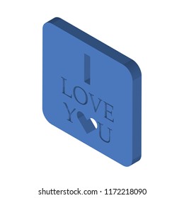 I love you isometric left top view 3D icon