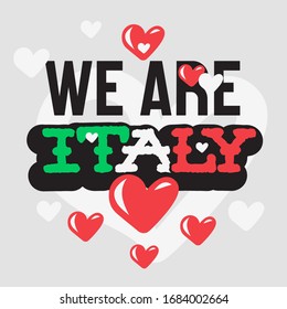 Love You Italy Support Empathy Typographic Vector Design.