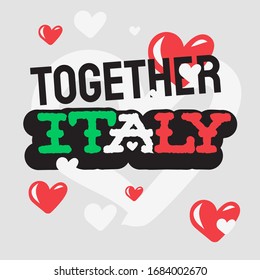 Love You Italy Support Empathy Typographic Vector Design.