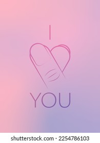 I love you. korean heart finger i love you sign vector line art illustration  i heart you gesture