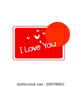 i love you, label or sign with square label