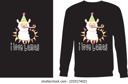 I love You lamas T- Shirt Design For men And women 