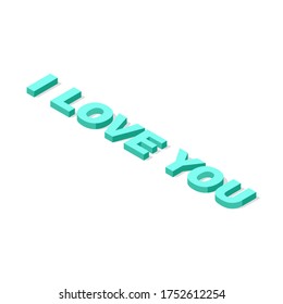 i love you letter blue color with shadow. isolated on white background eps10 design sign 3d