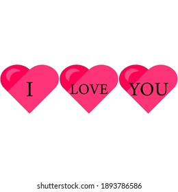 I love you letter in pink heart icon