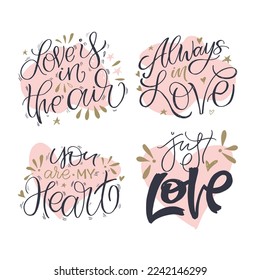 Love you lettering art. Valentine's Day postcard. Be mine.