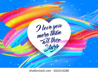Love You Lettering with Colorful Strokes