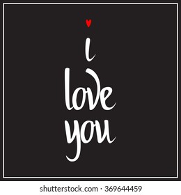 Love you lettering design. Valentines day template. Lettering for greeting card, wedding invitation, poster and other product. Vector Illustration.