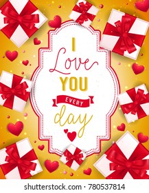 I Love You Lettering with Gift Boxes