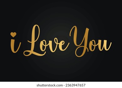 I love you lettering with gold color vector illustration.
