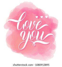 Love you lettering. Greeting Card Design. Hand Drawn Text