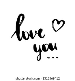 Love you lettering, hand drawn typography.