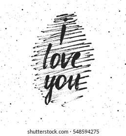 I love you lettering. Hand drawn vector illustration, greeting card, design, logo for Valentine's Day.