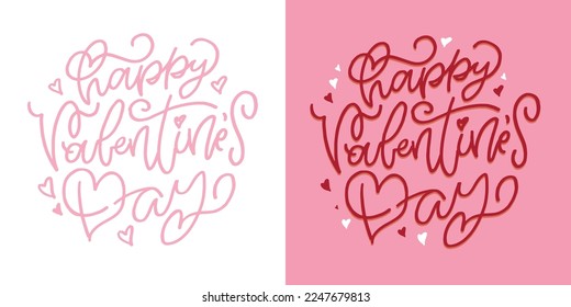 Love you lettering, Happy Valentine's Day, Be mine - lettering hand drawn doodle postcard. T-shirt design, mug print, ballon print. Hand drawn lettering for Valentines Day card template. St. Valentine