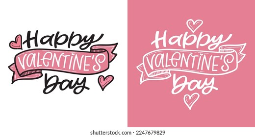 Love you lettering, Happy Valentine's Day, Be mine - lettering hand drawn doodle postcard. T-shirt design, mug print, ballon print. Hand drawn lettering for Valentines Day card template. St. Valentine