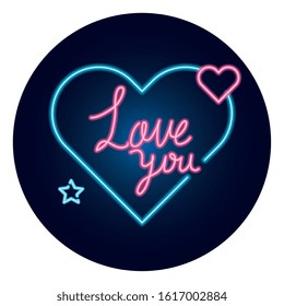 love you lettering in heart isolated icon vector illustration design
