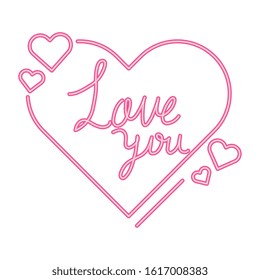 love you lettering in heart isolated icon vector illustration design