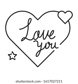 love you lettering in heart isolated icon vector illustration design