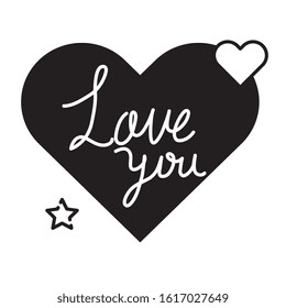 love you lettering in heart isolated icon vector illustration design