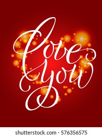 Love you lettering. Modern handwritten Valentine's Day poster