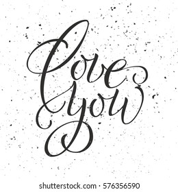 Love you lettering. Modern handwritten Valentine's Day poster