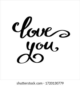 Love you lettering on white background