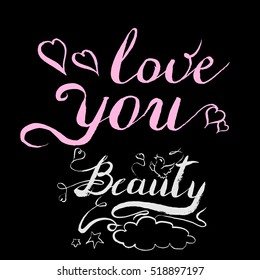 Love You lettering pattern vector