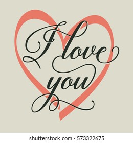 I Love You lettering with sketch heart
