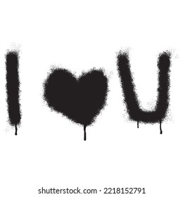 I love you lettering Spray Painted Graffiti isolated on white background.