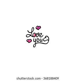 Love you lettering Valentine vector romantic design 