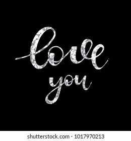 Love you lettering. Vector art. Hand drawn lettering. Love you. Valentine card.
