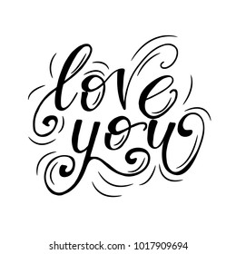Love you Lettering. Vector illustration.